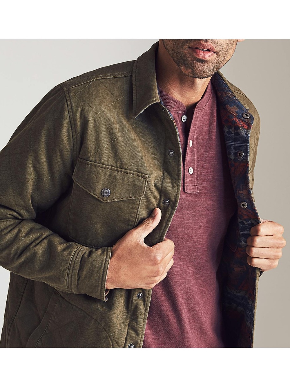 Faherty Reversible Bondi Jacket Aztec Southwestern Dakota River Glade olive
